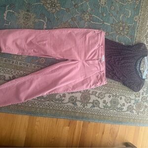 Loft Bundle. Peach crop pants 14 and large shirt. Like new condition!